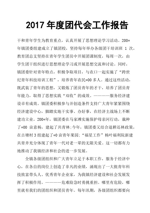 2017年度团代会工作报告