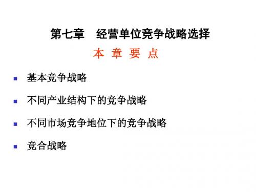 第七章 经营单位竞争战略选择概要