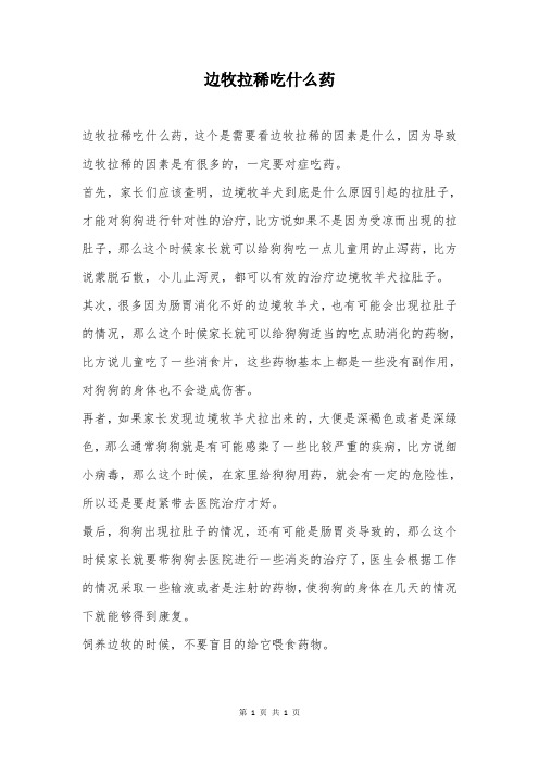 边牧拉稀吃什么药