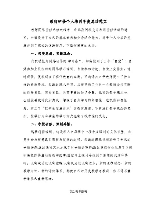 教师研修个人培训年度总结范文（3篇）