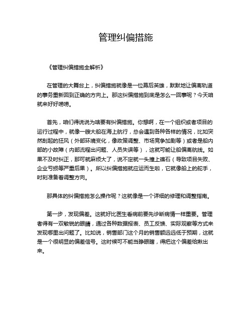 管理纠偏措施