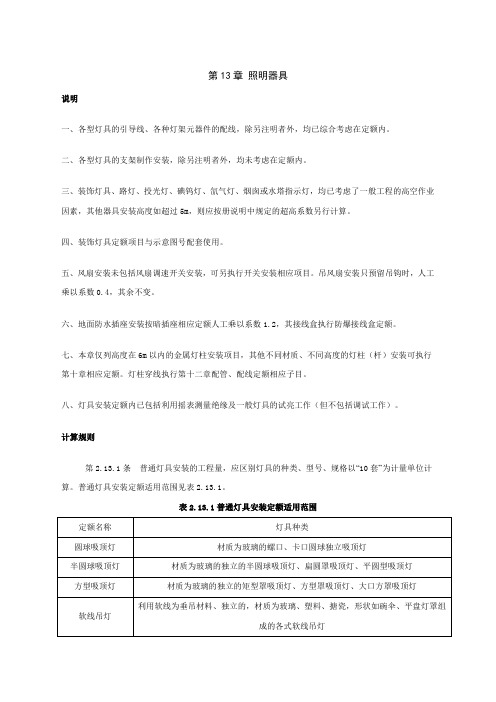 广联达定额计价之电气部分--第十三章照明器具