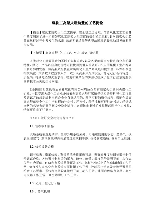 煤化工高架火炬装置的工艺简论