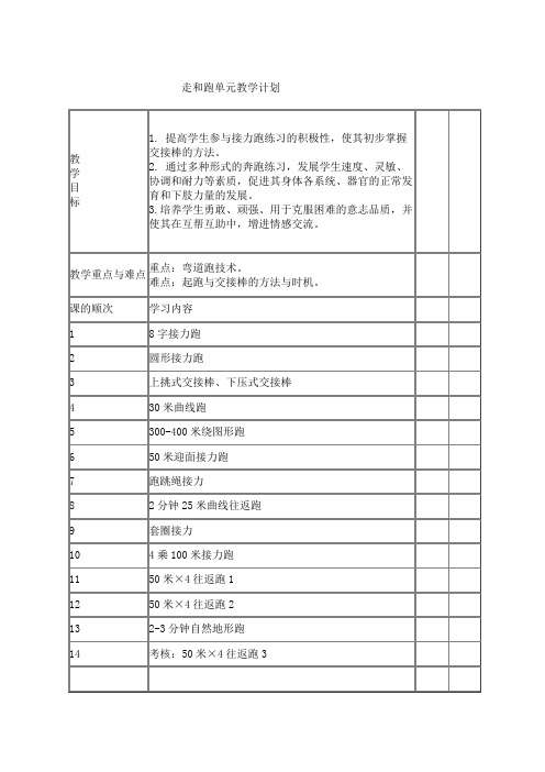 走和跑单元教学计划