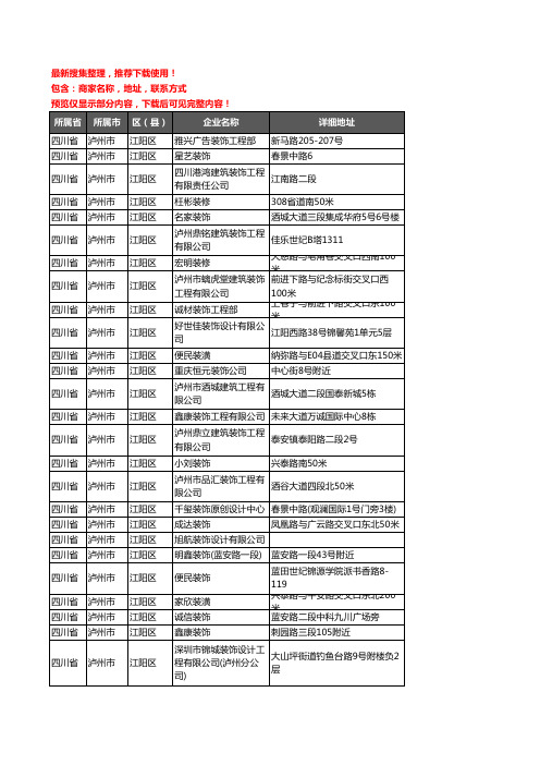 新版四川省泸州市江阳区装修公司企业公司商家户名录单联系方式地址大全111家