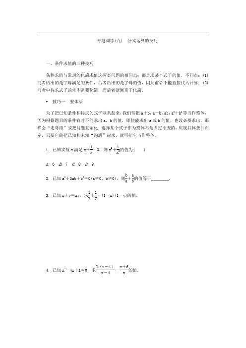 2018年秋人教版八年级数学上册 第十五章 分式专题训练(九) 分式运算的技巧