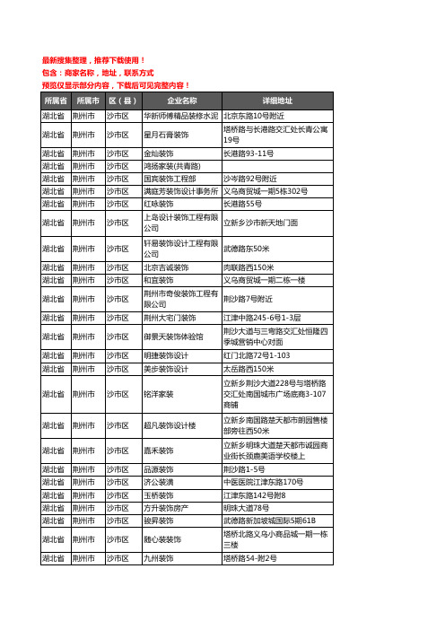 新版湖北省荆州市沙市区装修公司企业公司商家户名录单联系方式地址大全155家