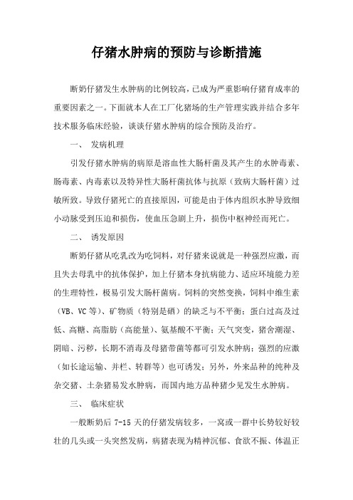 仔猪水肿病预防与诊断措施