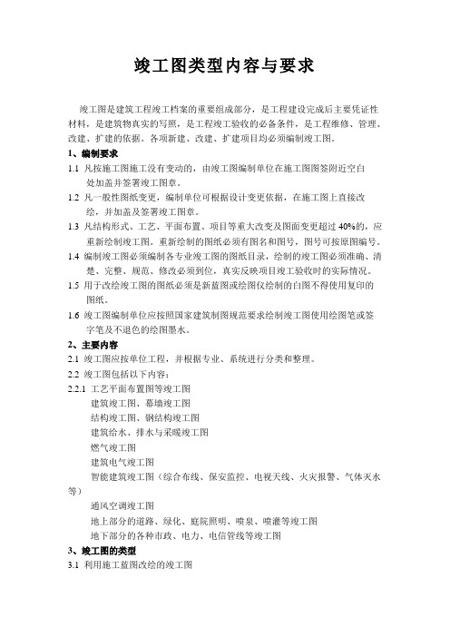 竣工图类型内容与要求