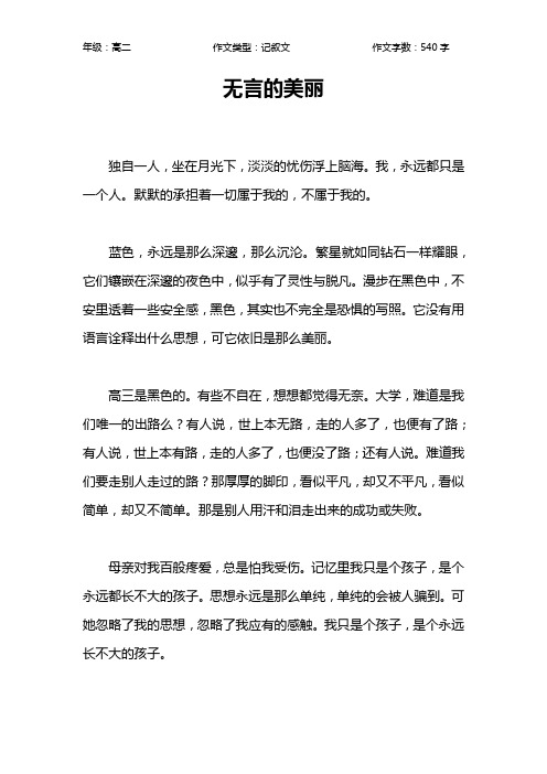 无言的美丽作文【高中高二500字】