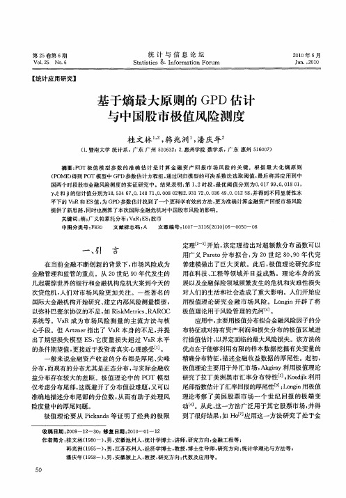 基于熵最大原则的GPD估计与中国股市极值风险测度