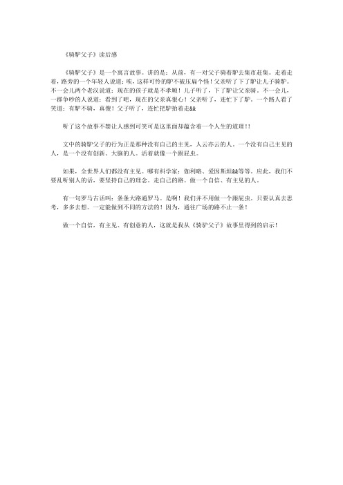 《骑馿父子》读后感