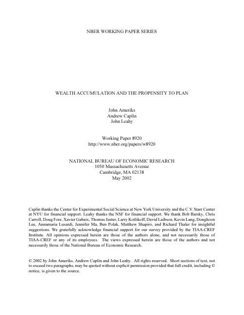 notice, is given to the source. Wealth Accumulation and the Propensity to Plan