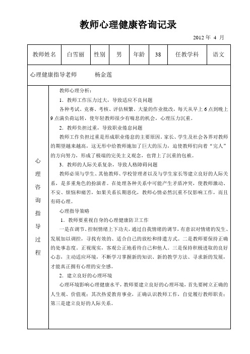 学生心理健康咨询记录
