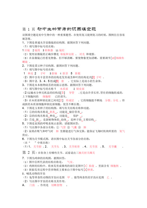 初中生物常考的识图填空题无答案