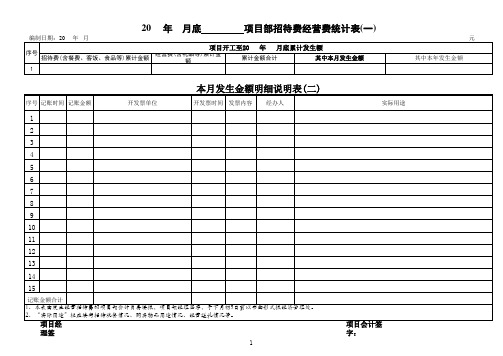 经营招待费统计表样式