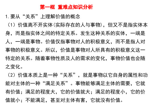 第六课 实现人生的价值【重难点知识分析】高中政治统编版(2019)必修4