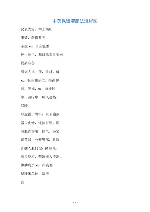 中药保留灌肠法(肛滴法)操作规范流程