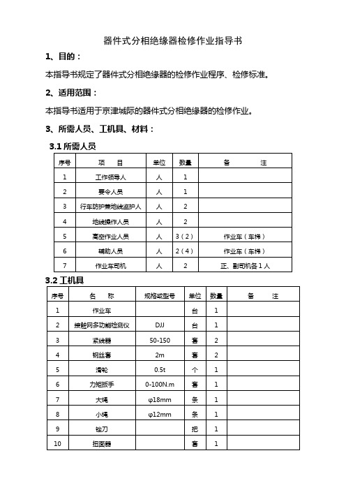 器件式分相绝缘器检修作业指导书