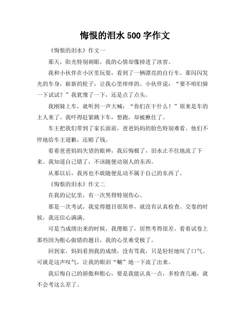 悔恨的泪水500字作文