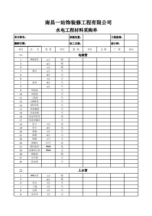 (完整版)水电材料单