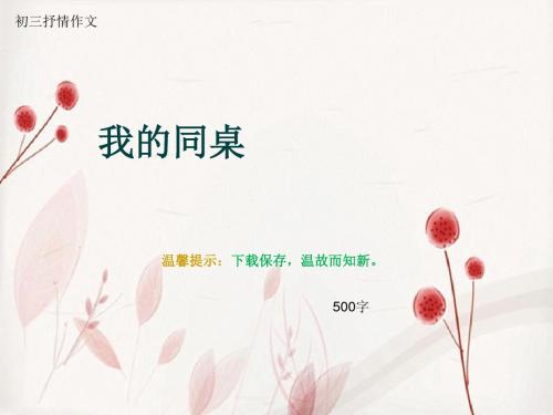 初三抒情作文《我的同桌》500字(总7页PPT)