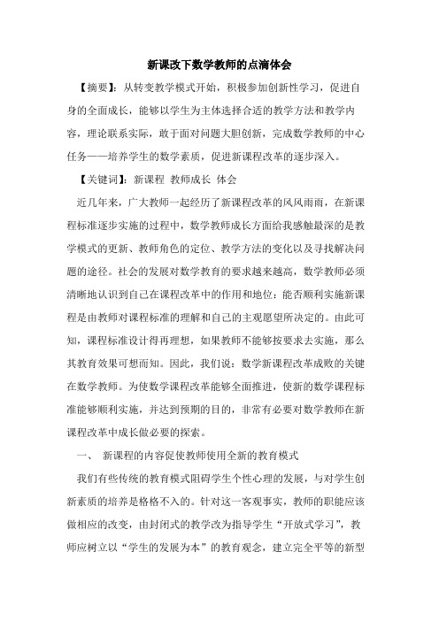 新课改下数学教师点滴体会