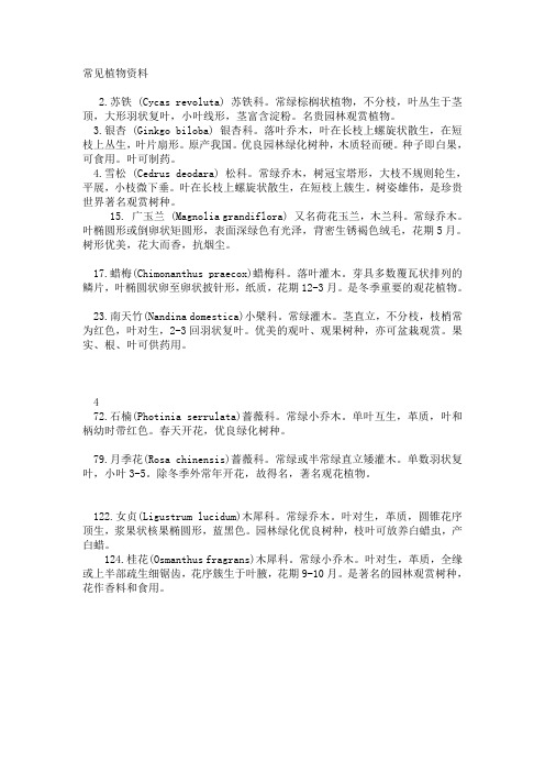 常见植物挂牌资料