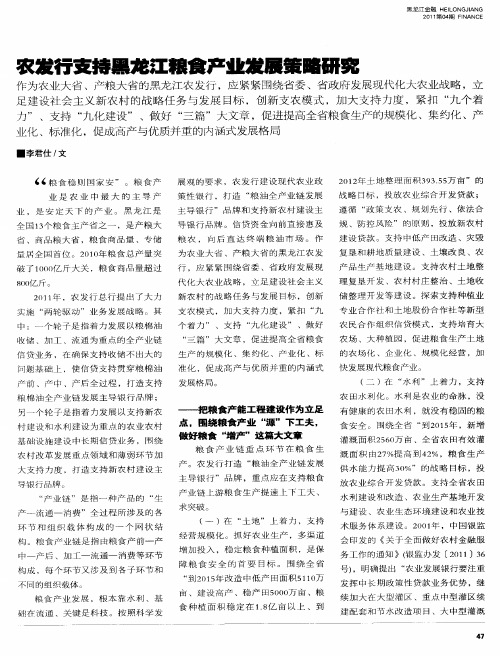 农发行支持黑龙江粮食产业发展策略研究