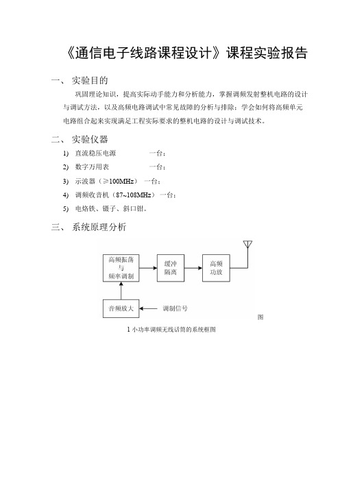 通信电子线路课程设计实验报告