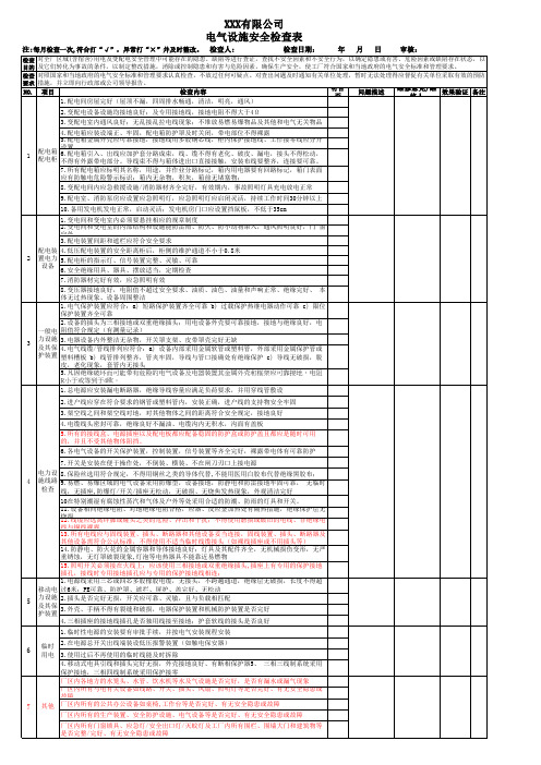 电器设施安全检查表(IETP BSCI SA8000等专用)