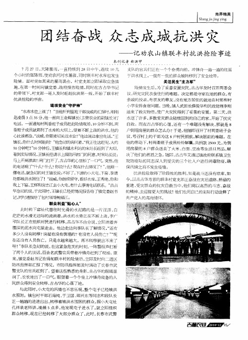 团结奋战 众志成城抗洪灾——记劝农山镇联丰村抗洪抢险事迹