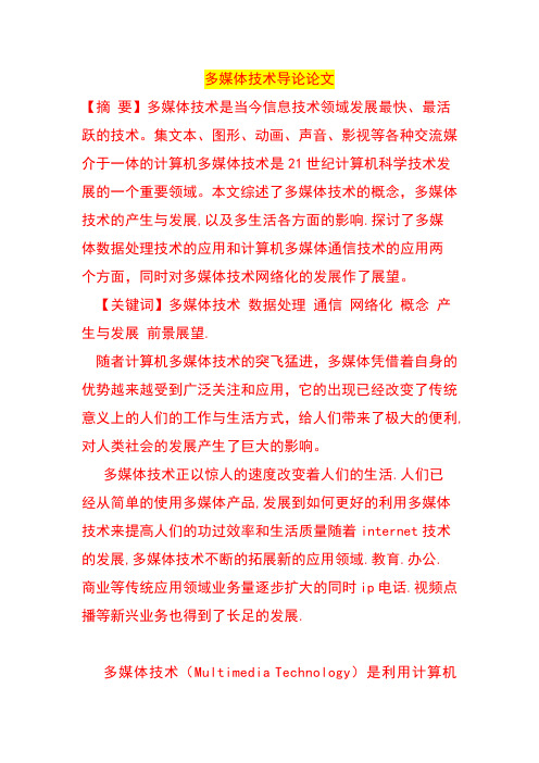 多媒体技术导论论文1