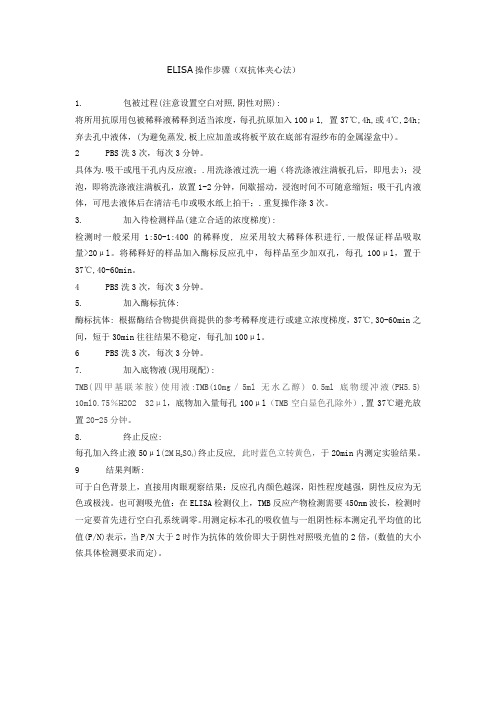 ELISA操作步骤(双抗体夹心法)