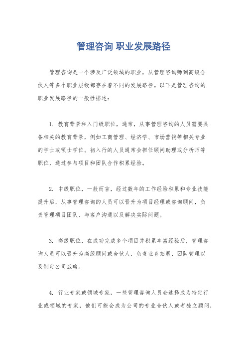 管理咨询 职业发展路径