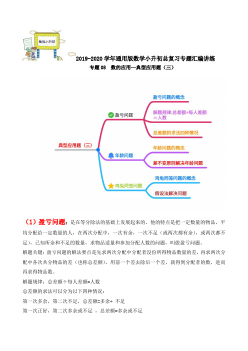专题08：《数的应用—典型应用题(三)》小升初数学专题讲练(解析版)通用版