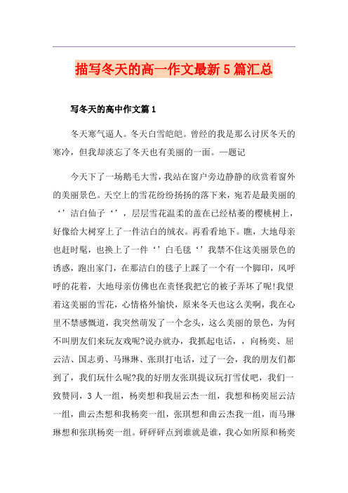 描写冬天的高一作文最新5篇汇总