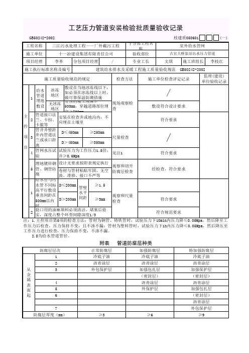 压力管道安装检验批质量验收记录 (3)