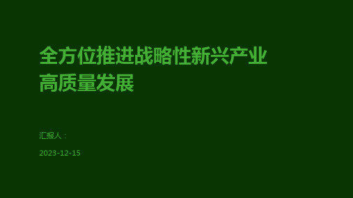 全方位推进战略性新兴产业高质量发展