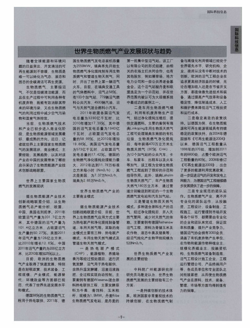 世界生物质燃气产业发展现状与趋势