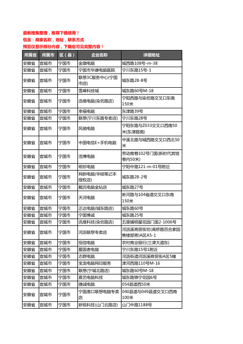 新版安徽省宣城市宁国市电脑企业公司商家户名录单联系方式地址大全48家