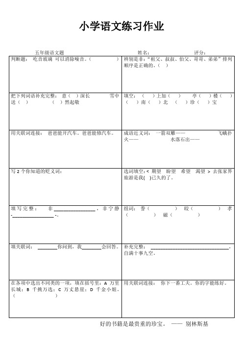 五年级语文课堂拓展精选练习III (33)