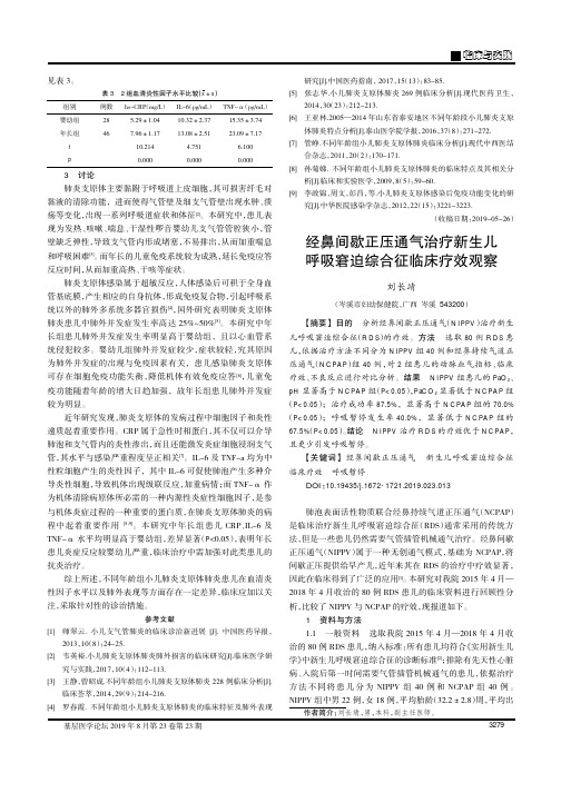 经鼻间歇正压通气治疗新生儿呼吸窘迫综合征临床疗效观察