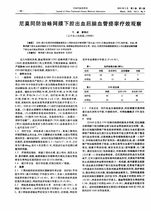 尼莫同防治蛛网膜下腔出血后脑血管痉挛疗效观察