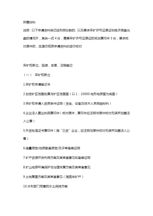 采矿许可证所需材料.
