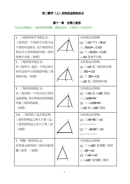 人教版初二数学(上)知识点归纳