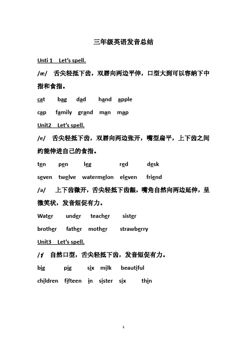 人教版三年级英语下册发音总结 let's spell