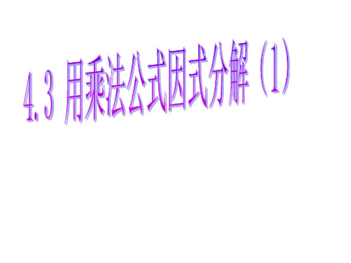 人教版七年级数学下册4.3用乘法公式分解因式(1)