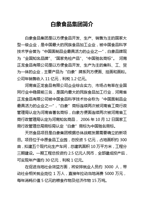 白象食品集团项目简介
