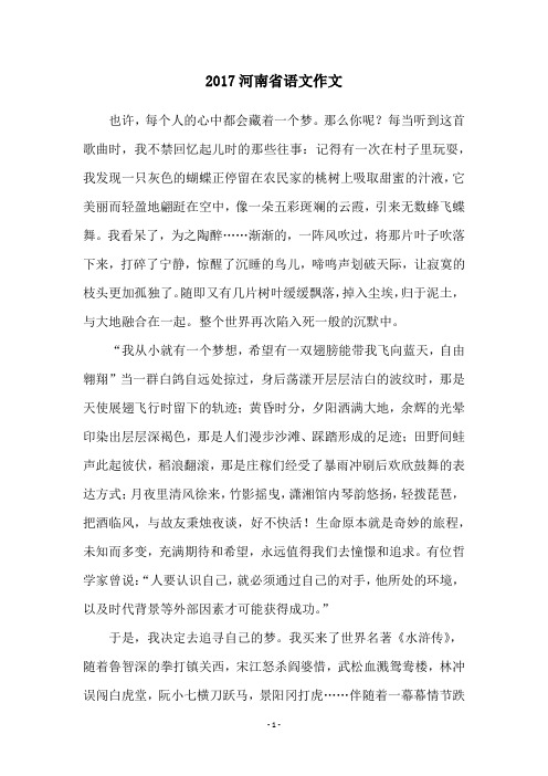 2017河南省语文作文